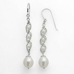 Sterling Silver Freshwater Cultured Pearl Linear Drop Earrings Freshwater Cultured Pearls, Silver Bead, Bead Designs, Sterling Silver Bead, Cultured Pearls, Silver Beads, Fresh Water, Pearl Earrings, Wedding Ideas