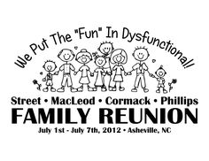 the family reunion logo for we put the fun in distruttional at maclead com