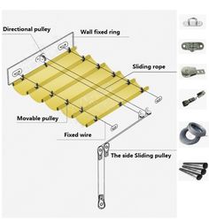 the diagram shows how to install an awning with different types of hardware and accessories