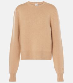 Cashmere and wool-blend sweater in beige - Toteme | Mytheresa White Cashmere Sweater, Camel Sweaters, Embroidered Wool, Cashmere Blend Sweater, Sweater Material, Beige Sweater, Brown Sweater, Wool Blend Sweater, Cashmere Sweaters