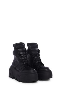 Darker Wavs Vegan Leather High Top Platform Sneakers - Black – Dolls Kill Dolls Kill Black Boots, All Black Accessories, Edgy Leather High-top Platform Sneakers, High-top Studded Lace-up Boots For Streetwear, Sporty Low-top Lace-up Boots With Rubber Sole, Chunky Platform High Ankle Lace-up Boots For Streetwear, Black Leather High-top Sneakers With Lug Sole, High Ankle Lace-up Boots With Chunky Platform For Streetwear, High-top Lace-up Boots For Streetwear