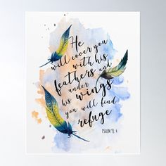 a watercolor painting with a bible verse on it poster by thearturent