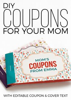 coupons for mom's coupons from ema with editable coupon and cover text