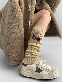 Embrace the kawaii fashion trend with these irresistibly cute knit leg warmers, embellished with charming teddy decorations. Available in three versatile colors—Khaki, Coffee, and White—these leg warmers are the perfect blend of style and comfort. Garment SizeSizeFree SizeFull Length40.5Cuff16/18 Casual Acrylic Socks For Fall, Acrylic Casual Socks For Fall, Trendy Winter Socks, Cute Fitted Winter Socks, Cute Fitted Leg Warmers For Fall, Trendy Knitted Socks For Spring, Trendy Beige Socks For Winter, Brown Casual Winter Leg Warmers, Casual Brown Leg Warmers For Winter