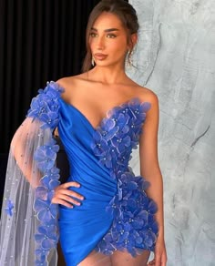 Prom Dress 2025, Dona Matoshi, Side Drape Dress, Lace Princess Wedding Dresses, Blue Blossom, Dinner Dress Classy, Drape Dress, Elegant Dresses Classy, Womens Prom Dresses