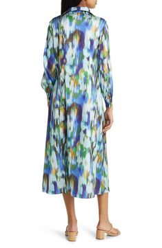 Be a walking work of art in this elegant shirtdress awash in watercolor brushstrokes and cut from wrinkle-resistant, shape-retaining fabric. Spread collar Long sleeves with button cuffs Lined 71% cotton, 26% nylon, 3% spandex Hand wash, line dry Imported Watercolor Brushstrokes, Shirtdress, Brush Strokes, Hand Wash, Walking, Nordstrom, Long Sleeves, Spandex, Collar