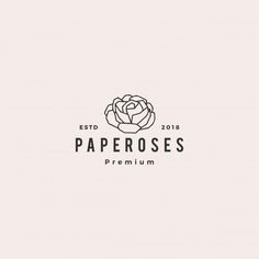 the logo for paper roses is shown in black and white on a light pink background