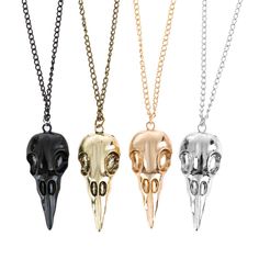 PRICES MAY VARY. HIGH QUALITY MATERIAL:High quality alloy,Halloween party accessories. GOTHIC NECKLACE : Punk Metal Crow Skull Necklace. Suitable for men and women, necklaces and earrings full of punk personality. Will attract more attention. PERFECT GIFT： This fashion jewelry is perfect for daily wear,You can give it directly as a gift to your lover, wife, girlfriend, husband, boyfriend and your friends! SERVICE:If there are any problems, please feel free to contact us. We will respond within 2 Cheap Halloween Skull Jewelry, Gold Raven Skull Necklace, Bird Skull Jewelry, Crow Necklace, Raven Skull Necklace, Raven Pendant, Crow Skull, Witch Necklace, Skull Pendant Necklace