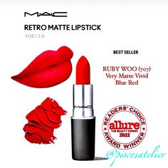 The Best-Selling Lipstick & #1 Red Lipstick Of All Time! Its Intense Color Payoff & Long-Lasting 8 Hr Formula Earned Holy-Grail Status Of Red Lipsticks For Its Flattering Cool Undertones. Thanks For Looking New To Posh? Welcome! Use Code Piscesatelier To Register & Get $10 Off Your 1st Order Check Out The Rest My Closet To Bundle & Save! Open To All Reasonable Offers/ Trades. Smoke & Pet Free Home Bundle & Save 20% Off Of All Bundles Of 3 Or More Items & Discounted Shipping On All Purchases Of $ Red Lipstick For Cool Undertones, Mac Liquid Lipstick, Ruby Woo Lipstick, Mac Retro Matte Lipstick, Mac Viva Glam, Mac Cosmetics Lipstick, Ruby Woo, Mac Matte Lipstick, Becca Cosmetics