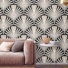 Black and White Art Deco Wallpaper Murals Black And White, Black And White Art Deco, Hallway Makeover, White Art Deco, Green Velvet Pillow, Deco Wallpaper, Art Deco Wallpaper, Black And White Art, Velvet Pillow