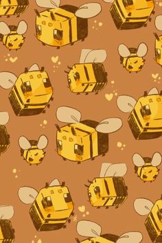 a yellow and brown pattern with bees on it