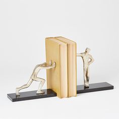 Blockhead Bookends-Global Views-GVSA-8.81021-Bookends-1-France and Son Home Shelves, Nest Decor, Book Rest, Mini Library, Gold Book, Her Office, Book Ends, Global Views, Bathroom Wall Sconces