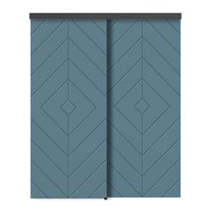 a blue door with an arrow pattern on it