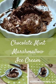 chocolate mint marshmallow ice cream in a bowl