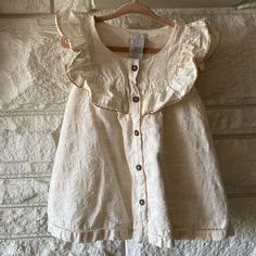 New - Never Worn Button Down Top Fully Lined Gold Ruffle Trim Size 4t Bundle & Save Smoke & Pet Free Home Size 4t, Ruffle Trim, I Dress, Kids Shirts, Shirts Tops, Top Blouse, Blouses, Trim, Pet