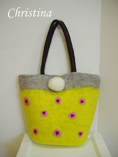 felt bag by Christina Ching Burlap Bag, Reusable Tote, Burlap, Reusable Tote Bags, Tote Bag