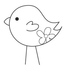 a drawing of a bird with a flower in its beak