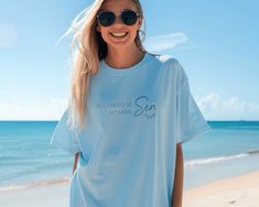 Embrace the ocean-inspired style with our "All I Need is Vitamin Sea" shirt, perfect for anyone who craves the Southern beachy vibes. Whether you're lounging by the shore or catching waves, this Vitamin Sea shirt will keep you stylish and connected to the sea. All designs are available on t-shirts, sweatshirts, and hoodies. Feel free to send me a message if you can't find the product you need! MATERIAL This t-shirt is soft and has the perfect amount of stretch. It is flattering and comfortable f Beachwear Tops With Upf 50+ For Beach Season, Upf 50+ Beachwear Tops For Beach Season, Upf 50+ Tops For Beach Season, Beachy Tops With Upf 50+ For Vacation, Vacation Tops Upf 50+ For Beach Season, Upf 50+ Tops For Beach Vacation, Beach Tops With Sun Protection And Short Sleeves, Blue Beach Tops With Upf 50+, Blue Tops For Beach With Upf 50+