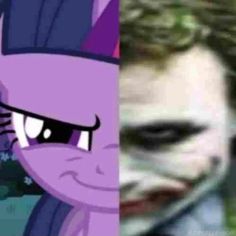 the joker and pinkie pony face are shown in this split screen image from an upcoming movie