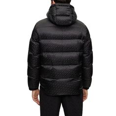 A water-repellent padded jacket featuring an all-over monogram jacquard, a logo patch and an adjustable hood by BOSS menswear..The model is a size 32R and is 6'2' tall with a, 38' chest, 29' waist and 36' hips.Neckline- stand collar.Collar- detachable hood.Cuffs- adjustable cuffs.Fit back length- 27' (69 cm).Polyamide.Machine Washable.Imported Collar Detachable, Mens Monogram, Hugo Boss Man, Detachable Hood, Padded Jacket, Personal Shopping, Stand Collar, Hugo Boss, Repellent