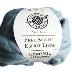 Free Spirit Yarn by Loops & Threads | Jumbo Wool |  Dusty Blue Loops And Threads Yarn, Arm Crocheting, Arm Knitting Yarn, Suede Throw Pillows, Giant Yarn, St 4, Jumbo Yarn, Baby Couture, Wool Roving