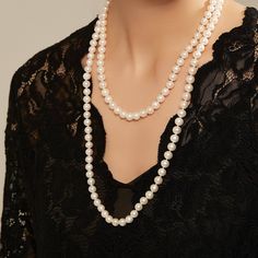 Drape yourself in luxury with our 52-inch white freshwater pearl rope strand. Sourced from the finest AAA-grade pearls, each bead, sized between 7.5-8mm, radiates a brilliant sheen. This extended length allows for versatile styling, be it doubled, knotted, or draped, making it a statement piece for all occasions. Product Information Pearl Type Freshwater Origin China Shape Round Quality AAA Size 6.5-7mm or 7.5-8mm Nacre Very Thick Color White Luster High Tahitian Pearl Bracelet, Pearl Rope, Tahitian Pearl Pendant, Large Pearl Earrings, Beatles Music, Pearl Strands Necklace, Baroque Pearl Earrings, Pearl Necklaces, Gold Pearl Necklace