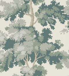 an image of a tree wallpaper with green and white leaves on it's branches