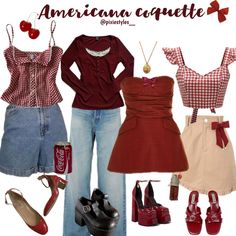 #fashion #lookbook #moodboard #outfits #trendyoutfit Classy American Outfits, Outfit Lookbook Aesthetic, Outfit Inspo Valentines Day, American Girl Style Outfits, Americana Outfits For Women, Movie Fits Ideas, Old Americana Outfits, Coquette Vintage Outfits, American Coquette Outfits