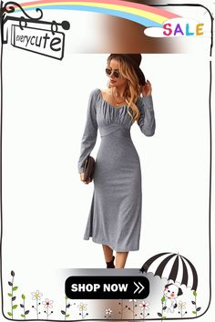 Gray Pleated Tie Waist Long Sleeve Midi Dress Fitted Casual Maxi Dress For Fall, Gray Long Sleeve Midi Dress For Summer, Ruched Long Sleeve Midi Dress For Day Out, Long Sleeve Ruched Midi Dress For Day Out, Casual Gray Maxi Dress For Fall, Casual Ruched Midi Dress For Fall, Casual Winter Midi Dress For Brunch, Fall Ruched Maxi Dress For Day Out, Fitted Gray Casual Maxi Dress