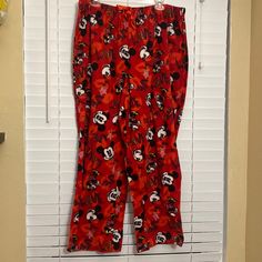 100% Polyester Mickey Mouse And Minnie Mouse Pajama Pants. Never Worn! Red Long Bottoms For Bedtime, Casual Red Pants For Sleepover, Red Long Pants Bottoms For Bedtime, Red Sleep Bottoms With Elastic Waistband, Red Long Pants For Bedtime, Red Sleep Pants With Elastic Waistband, Mickey Mouse Pj Pants, Cotton Minnie Mouse Sleepwear For Loungewear, Minnie Mouse Cotton Sleepwear For Loungewear