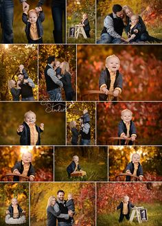 a collage of photos with an adult and child