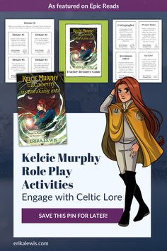 an image of the book cover for celtic love by keleie murphy, role play activities engage with celtic lore and save this fun for later