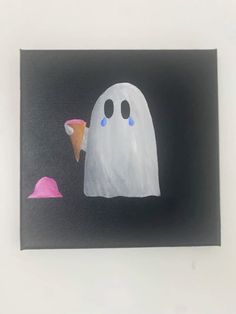 a painting of a ghost eating an ice cream cone