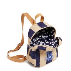 Mini Straw Backpack - Navy Stripe Straw Carry every essential (hands-free!) with this perfectly-portioned straw pack that's just perfect for beach days. Zip closure. Dimensions: 7.0" w x 9.0" h x 3.5" d Beach Backpack With Adjustable Strap, Casual Straw Backpack Bag For Travel, Summer Rectangular Backpack For Daily Use, Casual Straw Backpack Bag For Everyday Use, Casual Straw Backpack For Everyday Use, Casual Everyday Straw Backpack Bag, Casual Everyday Straw Backpack, Casual Summer Backpack For Daily Use, Casual Natural Backpack For Vacation