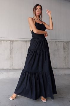 The Chelsea Maxi Dress in Black features a maxi length, a halterneck cross-back with self-ties, lining, an invisible center-back zipper and elastic at the back. Model is 5'8" and wears a size SMALL Runs true to size Limited stretch Fabric: 100% Rayon Designed in Australia Our boutique is located in Michigan USA, please visit us on instagram to see our beautiful customer's pictures. Chic Black Maxi Dress With Ruched Back, Black Backless Maxi Dress With Tie Back, Spring Black Backless Dress With Lace-up Back, Black Maxi Dress With Adjustable Straps, Black Backless Dress With Tie And Strappy Back, Black Sleeveless Maxi Dress With Ruched Back, Black Maxi Dress With Smocked Back, Black Backless Maxi Dress With Ruched Back, Chic Black Maxi Dress With Strappy Back