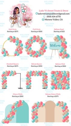 Balloon Menus Made For Clients – Page 4 Balloon Buisness Name, Balloon Garland Size Chart, Balloon Arch Pricing Guide, Professional Balloon Garland, Balloon Price List, How Many Balloons For An Arch, Balloon Arch Business, Balloon Pricing Guide, Balloon Organization Ideas