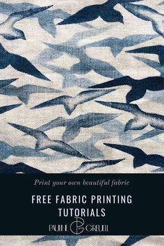 a blue and white camouflage print fabric with the words free fabric printing instructions on it