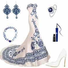 Love the blue and white Mexican Clothing Style, Traditional Mexican Dress, Mexican Wedding Dress, Dress Gallery, Wedding Dresses For Girls, Mexican Dresses, Prom Outfits, Fantasy Dress, Glam Dresses