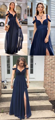 Teen Bridesmaid Dresses, Navy Prom Dress Long, Bridesmaid Dresses Navy, Blue Bridesmaid Gowns, Navy Prom Dress, Cocktail Outfits, Blue Long Prom Dress, Bridesmaid Gown Chiffon, Dark Navy Bridesmaid Dresses