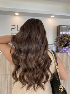 August Brunette Hair, Hair Color Ideas Solid Colors, Dark Brunette Hair With Subtle Dimension, Medium Brown Fall Hair, Honey Brown Balayage On Dark Hair, Expresso Martini Hair Color, Latte Brunnet Hair, Level 5 Balayage, Sunkissed Hair Brunette Balayage Natural