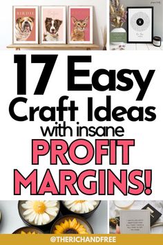 the words 17 easy craft ideas with images on them