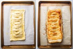 two trays with different types of food on them