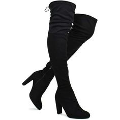 Wild Diva Lounge Amaya-01 Women's Over The Knee Tie Up High Block Heel Dress Boots Size: US 8.  Color: Black.  Gender: female.  Age Group: adult. Nike Free Outfit, Low Block Heel Shoes, Autumn Shoes Women, Thigh High Heels, Women's Over The Knee Boots, Thigh High Boots Heels, Mid Calf Dresses, Dress Boots, Knee Boot