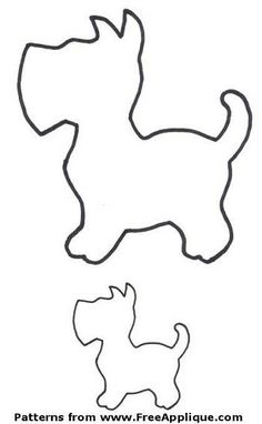 a dog cut out from paper with the outlines for it's head and tail