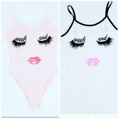 Weekend Eyelashes Print Bodysuit Colors: White & Pink Pink Has White Trim White Has Black Trim 95% Rayon 5% Elastic Very Soft & Stretchy Size M Bundle Your Likes For Extra Savings If Purchasing Shop With Confidence Same Day Shipping White Trendy Bodysuit For Loungewear, Trendy White Bodysuit For Loungewear, Chic Pink Bodysuit For Loungewear, Feminine White Bodysuit For Party, White Bodysuit For Summer Night Out, Pink Bodysuit For Summer Loungewear, Pink Summer Bodysuit For Loungewear, Trendy Summer Bodysuit For Loungewear, Print Bodysuit