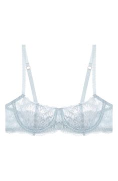 Pretty lace veils this captivating underwire bra in a décolletage-highlighting balconette silhouette. Lined 83% polyamide, 13% elastane, 4% polyester Hand wash, dry flat Made in Italy Underbust Bra With Lace Closure, Party Lace Bra With Sweetheart Neckline, Lace Underbust Bra With Lace Closure, Lace Underbust Bra With Padded Cups, Fitted Balconette Bra For Party, Fitted Lace Bra Partially Lined, Underwire Bra With Lace Closure, Full Cup Lace Bra With Lace Closure, Fitted Underwire Bra With Lace Closure