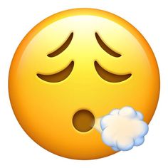 an emoticive smiley face with eyes closed and clouds coming out of its mouth