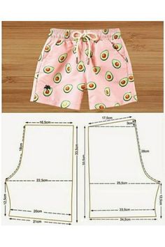 the sewing pattern for shorts with avocado print