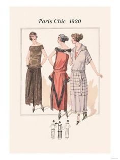 size: 24x18in Art Print: Tea Dresses Poster : 1920s Pants, Dresses Painting, Period Dresses, Tea Dresses, Dress Painting, Wedding Painting, Spring Fun, Paris Chic