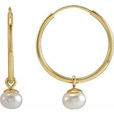 A 14k gold dangle with a 4mm freshwater pearl was added to to give the endless hoop earrings a festive look.  Available in 3 different size hoops. Go to pull down menu to choose your size. Specifications Weight:0.19 DWT (0.30 grams) Earring Back Type Included:N/A Earring Closure:Endless Wire Earring Type:Dangle Post Diameter:.52 mm Post Length:9 mm Brand Name:302 Collection:Essentials Material:Gold Primary Stone Size:4 mm Primary Stone Type:Cultured Pearl Primary Stone Shape:Pearl Earring Dimensions:12x1 mm Diamond Clarity:N/A Medium Hoop Earrings, Dangle Hoop Earrings, Pearl Hoop Earrings, White Freshwater Pearl, Pearl Earrings Dangle, Bridesmaid Earrings, Jewelry Earrings Hoops, Gold Pearl, Minimalist Earrings